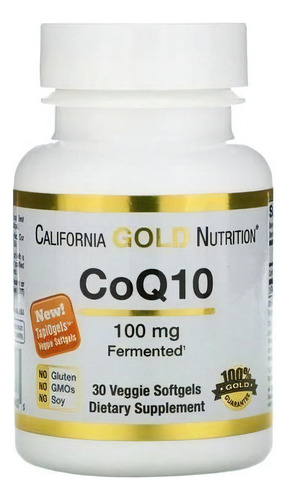 Coezima Q10 100mg 30 Softgel Vegetais California Gold Coq10 Sabor Sem Sabor
