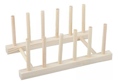 6 Estante Para Platos De Madera, Soporte De 6 Ranuras