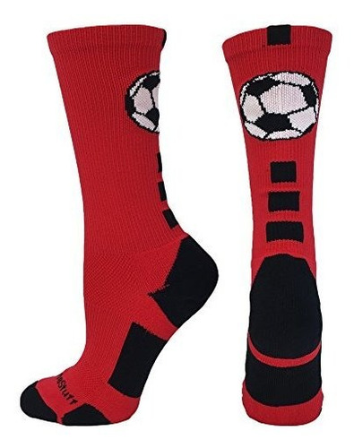 Madsportsstuff Soccer Ball Crew Calcetines (rojo /negro,