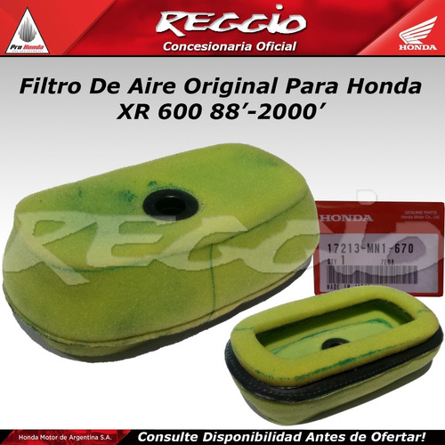 Filtro De Aire Original Honda Xr 600 99-2006 - Reggio Motos