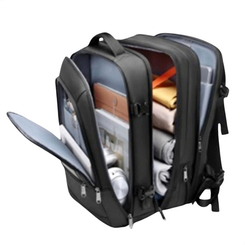 Mochila de viaje ejecutiva con 4 divisores, 17,3 colores, negro, diseño de tela lisa
