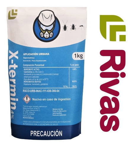 Imagen 2 de 7 de Mata Cucarachas Hormigas Chinches En Polvo X-termín 1 Kg