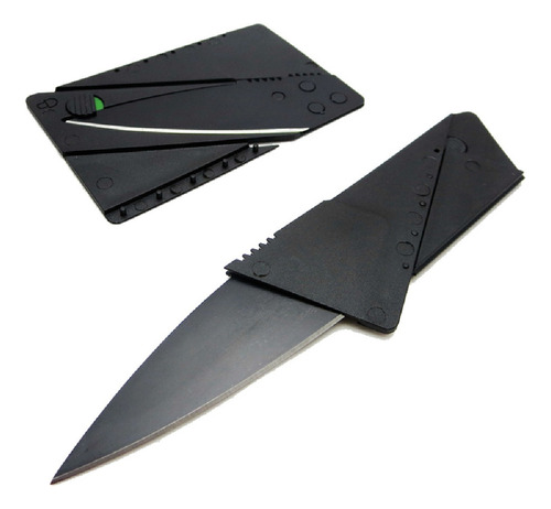 Cuchillo táctico plegable para tarjetas, tarjetero, hoja afilada, color negro
