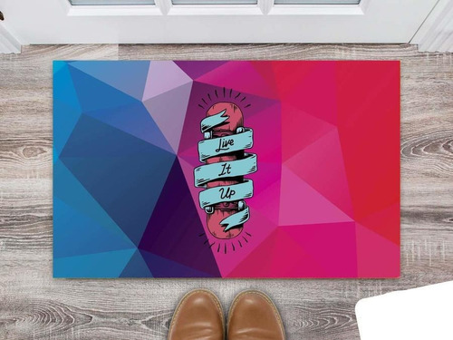 Tapete Capacho Personalizado Divertido Skate Live It Up