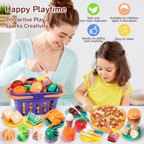 Set De Juego Para Cortar Risuntoy Kids Deluxe Con Comida Reb