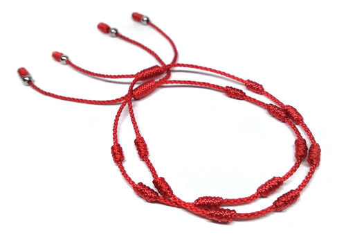 Pulseras Para Parejas Hilo Rojo 7 Nudos Y Balines De Acero