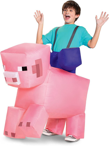 Pig Ride On Minecraft - Disfraz Inflable Para Niños Con Vent