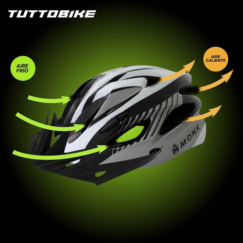 Casco Bicicleta Ruta Y Montaña Luz Led Y Visor Ciclismo Monk
