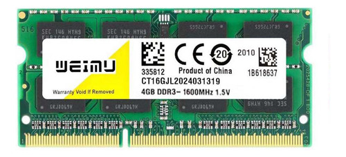 Memoria Ram Portátil 4gb Weimu Ddr3 Frecuencia 1600 Mhz Sodi