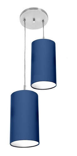 Pendente Cilindrica Duplo De Cupula 14x25cm Azul