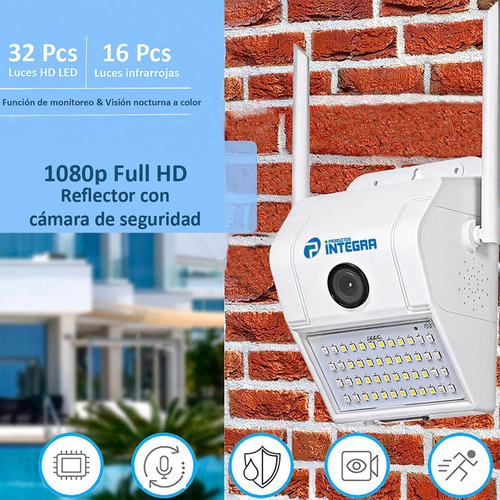 Reflector Camara Ip Wifi Exterior 180° Movimiento Alarma P2p