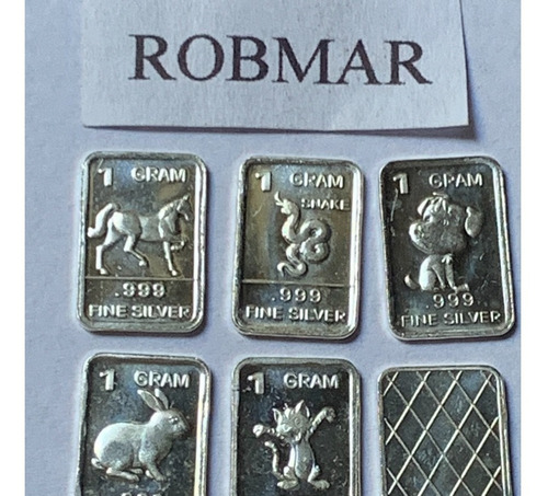 Robmar-monedas Rectangular Lote De 5 X 1 Gr. Plata 999-n°228