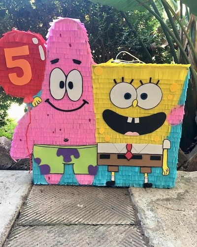 Piñata Cumpleaños Tematica Bob Esponja Y Patricio Estrella 