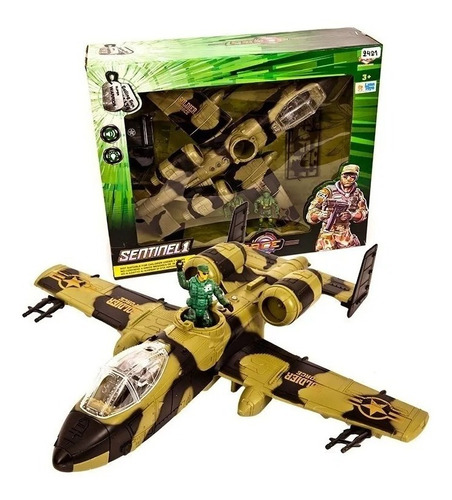 Avion Militar Luz Sonidos Y Muñecos Articulados Lyon Toys