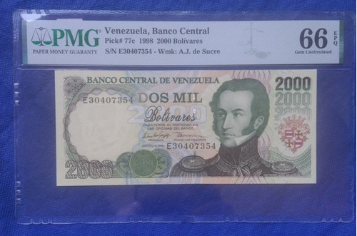 Billete De 2000 Bolívares Venezuela Certificado 