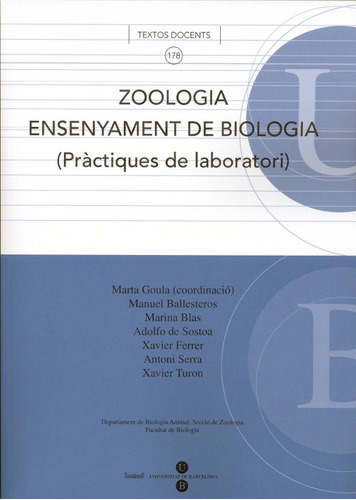 Libro Zoologia. Ensenyament De Biologia (prã ctiques De L...