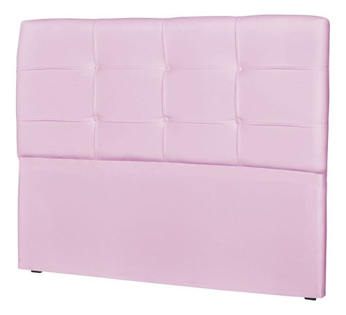  Cabeceira de cama box JS Móveis London casal 140cm x 106cm Couro sintético rosa