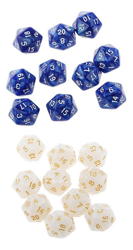 20pcs D20 Dados Poliédricos De 2 Colores Para Enseñanza De