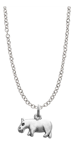 Collar Animales Dije Colgante Pareja Amigos Cadena Acero Plateado Hipopótamo