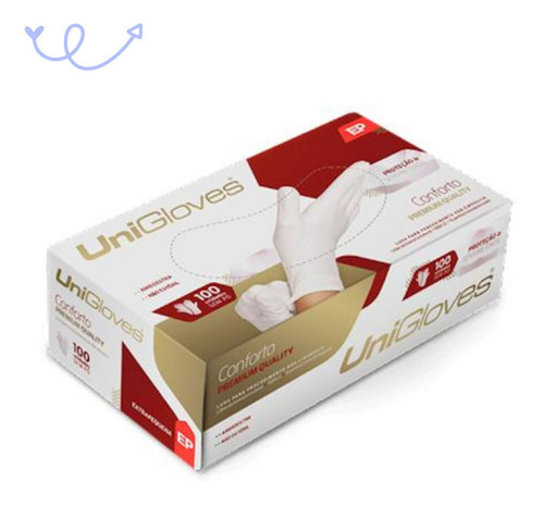 Luva Unigloves Látex Sem Pó Conforto Premium Lisa 100 Unid Cor Branco Tamanho G