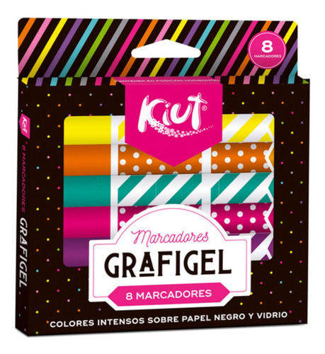 Kiut 8 Plumones Grafigel Colores Surtidos Dibujo Escritura