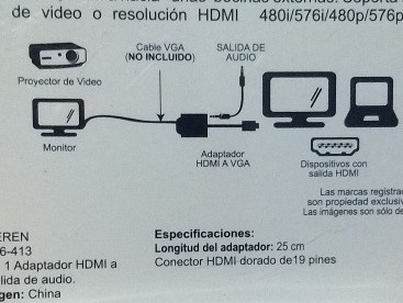 Adaptador Hdmi A Vga Con Salida De Audio, Steren