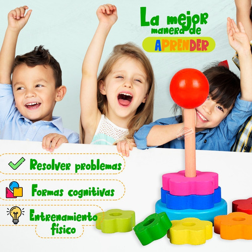 Torre Arcoiris Madera Juguete Didactico Montessori M-096