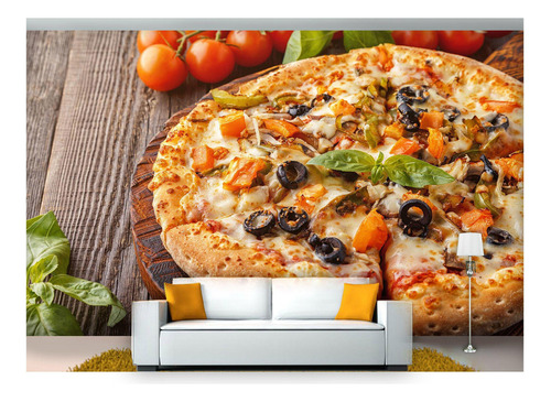 Papel De Parede Rodízio Pizza Gourmet 3d Al135