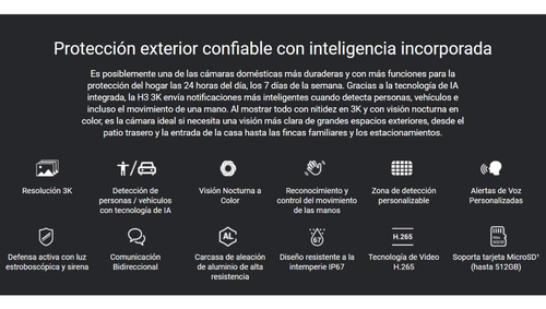 Imagen 2 de 10 de Camara Seguridad Ip Wifi 3k 5mp Ezviz H3 Full Color Exterior