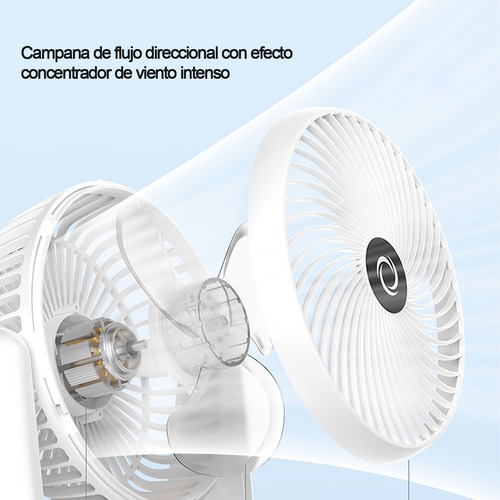 Ventilador De Escritorio Portátil 3 En 1 Con Luz Led Y Carga