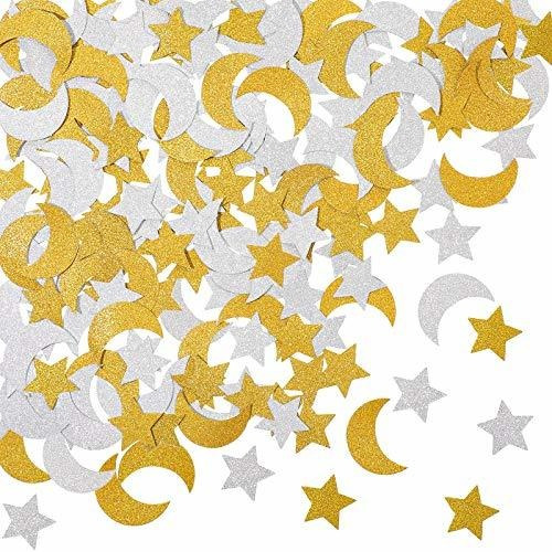 400 Piezas De Confeti De Papel De Estrella Y Luna Con Purpur
