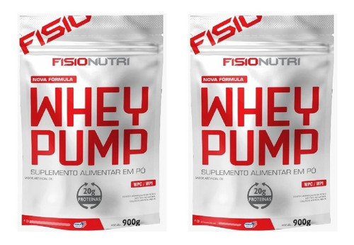 2x Whey Pump 2w Refil De 900g - 1.800kg - Fisionutri Sabor MORANGO COM BANANA