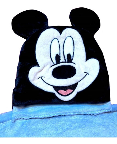 Imagem 4 de 4 de Manta Para Bebê Com Capuz Mickey Mouse Azul Menino Disney