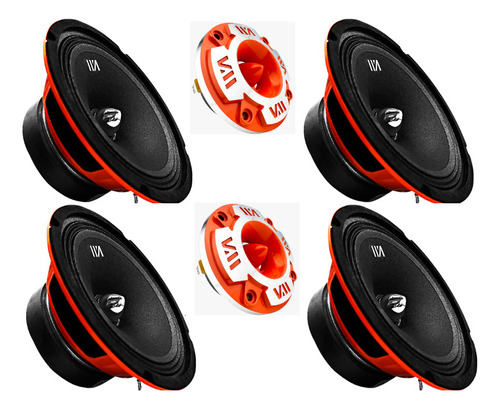 Set De 4 Bocinas Medio Rango+2 Tweeter Grenade Oran Waraudio