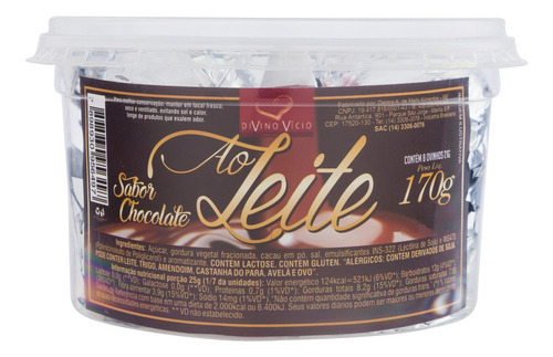 Ovinhos de Chocolate ao Leite Divino Vício Pote 170g 8 Unidades