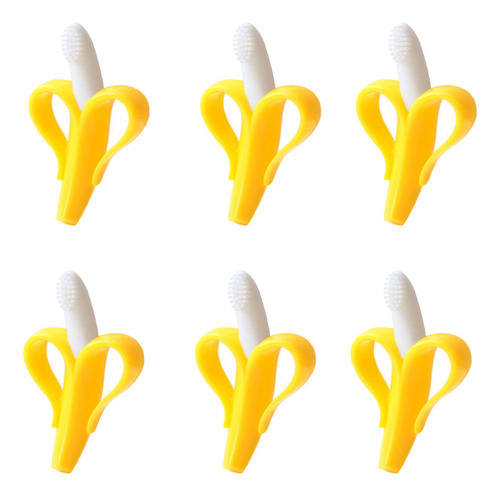6 Mordederas Banana Platano Para Bebe Juguete - Mayoreo Color Amarillo