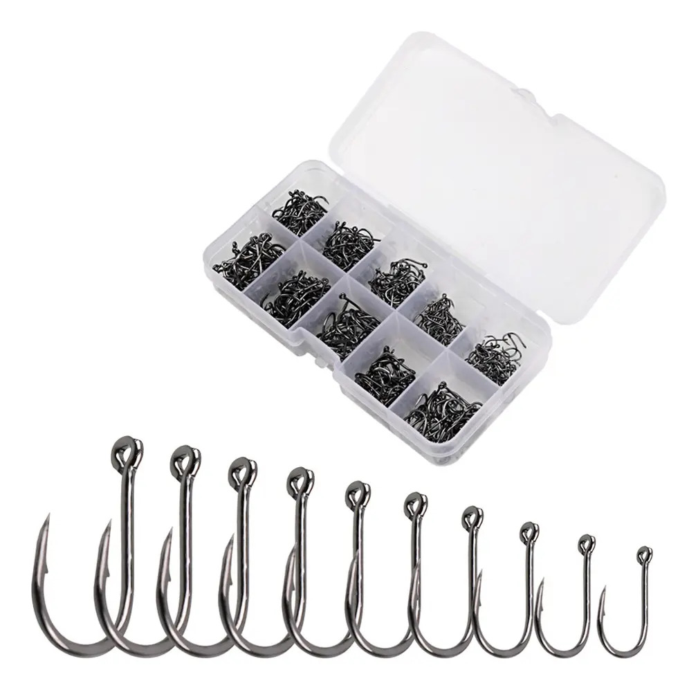 Kit 600 Anzóis de Aço Carbono MinyMix com Caixa Tamanhos 3 a 12