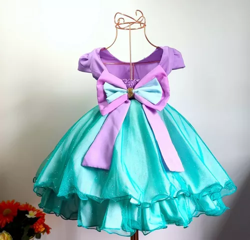 vestido festa Princesa sofia Ariel lilás Roupa Infantil menina Luxo