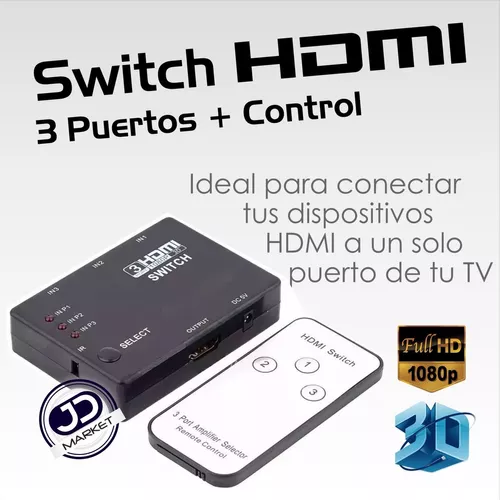Switch HDMI De 1 Salida 3 Entradas Full Hd