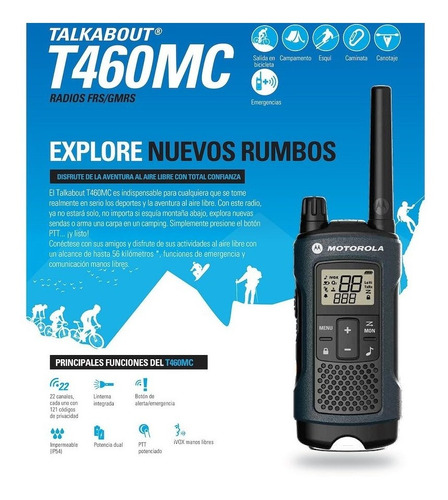 Imagen 3 de 6 de Handy Motorola Walkie Talkie T460 Ip54 56km Ivox/vox