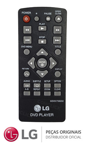Control remoto para reproductores de video LG COV31736202 negro