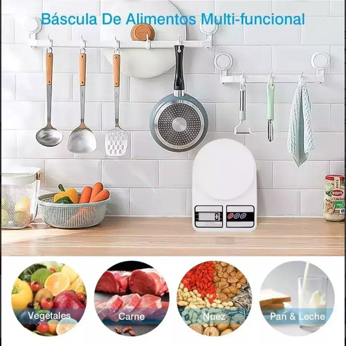 Balanza Digital Cocina 10kg Sf-400 Precisión Con Tara Repostera Portátil Hogar Alimentos Electrónica Pesaje Compacta Blanca Báscula Multiuso Cocina Dietética Liviana Domestic