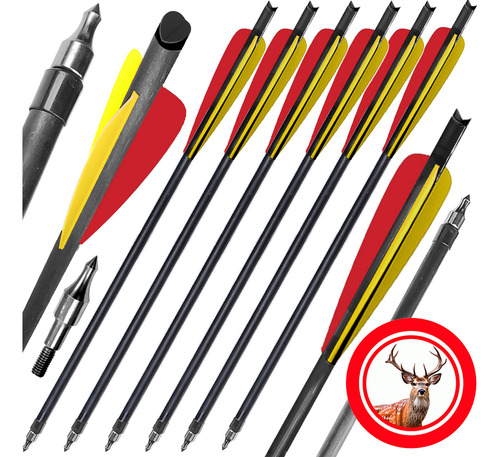 05 Setas Falcon 8mm Carbono Balestras Até 200 Lbs A30 (x) Amarelo