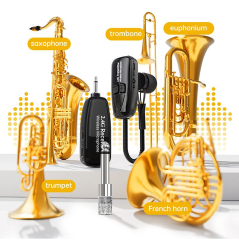 Microfone Transmissor Receptor Saxofone Sem Fio 2,4 G