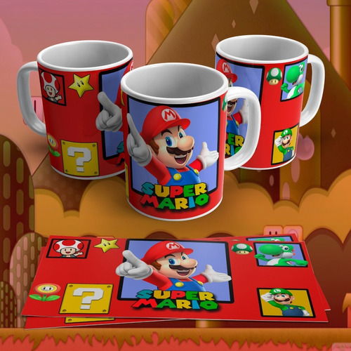 12 Diseños Plantillas Sublimar Para Tazas Super Mario Bross