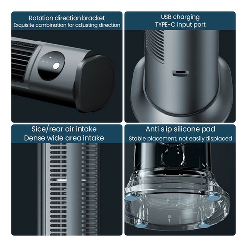 Ventilador Silent Table Tower Recargable Por Usb De 3 Veloci