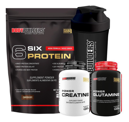 Kit 6 Six Protein 2kg+ Power Creatina 100g+ Power