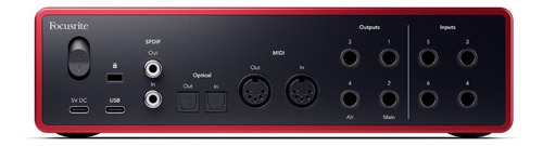 Interface de áudio Focusrite Scarlett 16i16 de 4ª geração, cor vermelha