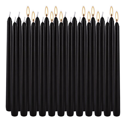 Velas Cónicas Negras Juego De 24 Velas Sin Goteo 10 PuLG