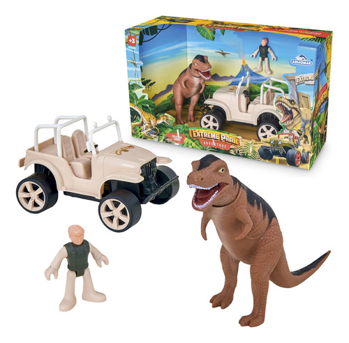 Dinossauro De Brinquedo Playset Com Boneco E Jeep Carrinho